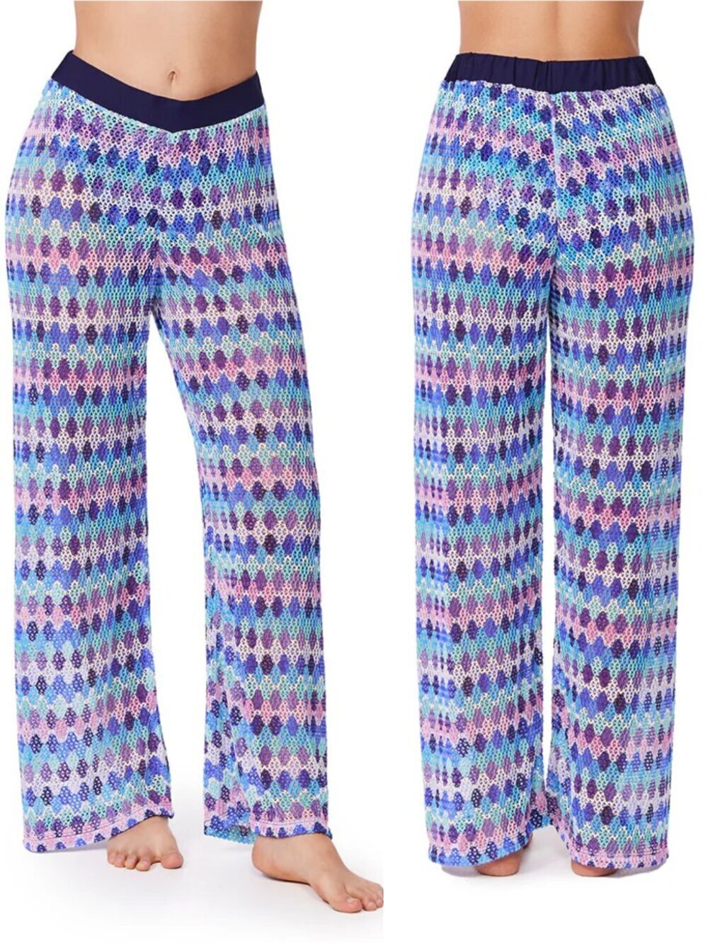 NWT New $138 Gottex Retro Riviera Netted Crochet Beach Pant Cover-Up Size XL